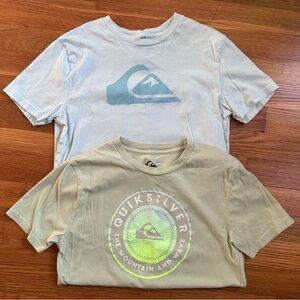 Lot of 2 Quiksilver Boys Graphic T-Shirts Size M (10–12) Green/Blue 100% Cotton